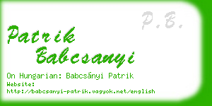 patrik babcsanyi business card
